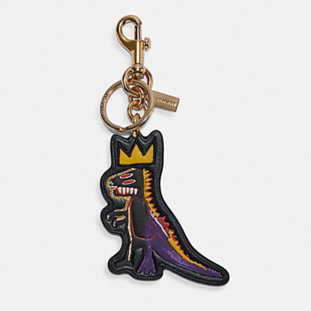 Coach X Jean Michel Basquiat Rexy Bag Charm In Signature Canvas keychain Crown